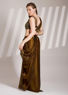 Brown Organza Saree With Blouse Piece