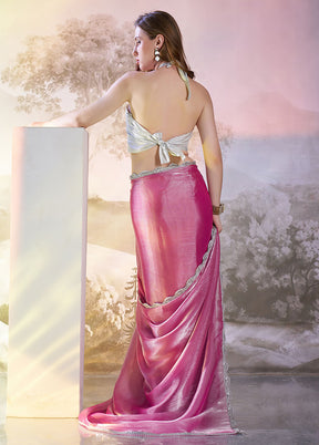 Pink Organza Saree With Blouse Piece