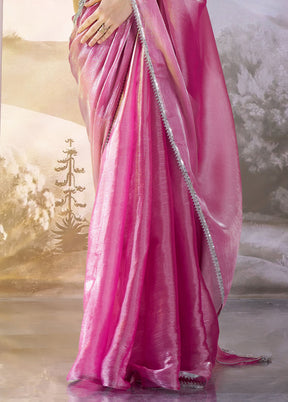 Pink Organza Saree With Blouse Piece