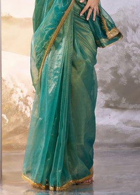 Rama Net Saree With Blouse Piece