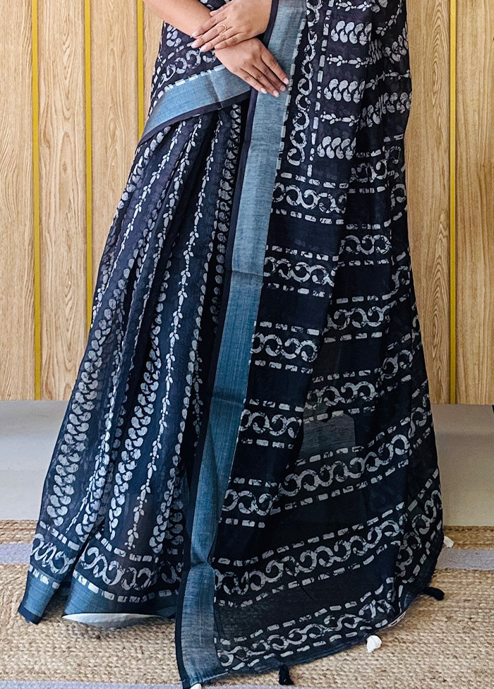 Teal Cotton Saree With Blouse Piece