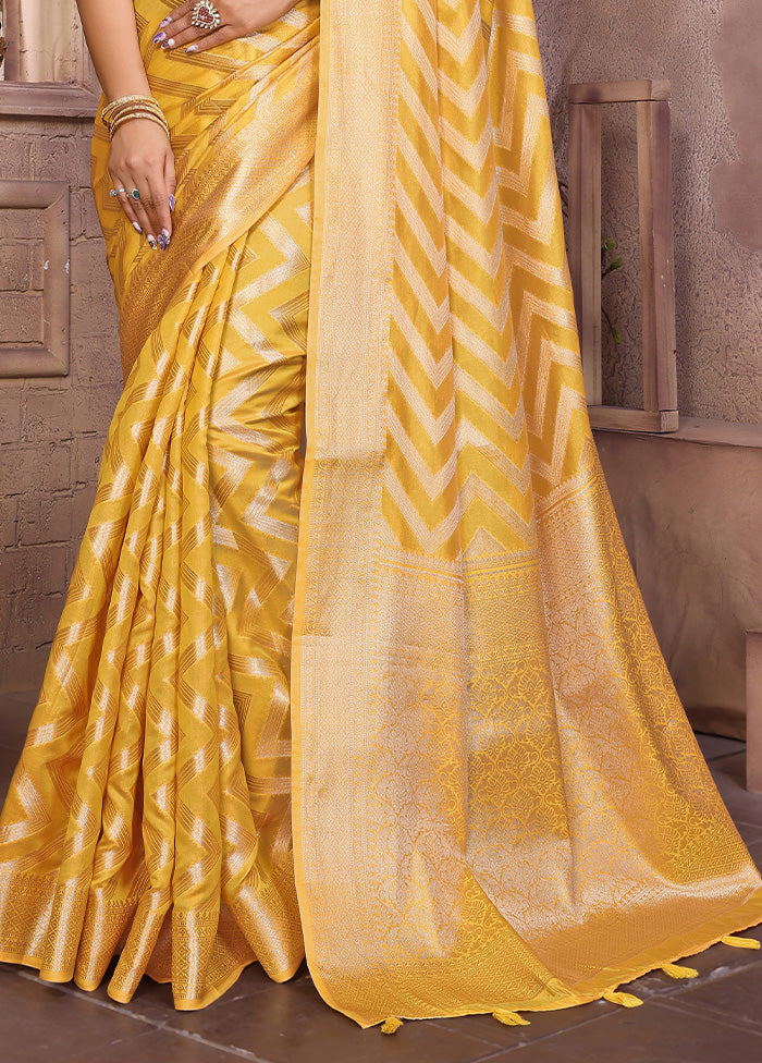 Yellow Organza Saree With Blouse Piece