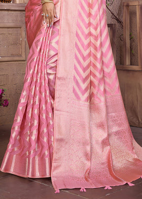 Pink Organza Saree With Blouse Piece