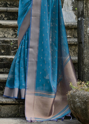 Firoza Spun Silk Saree With Blouse Piece