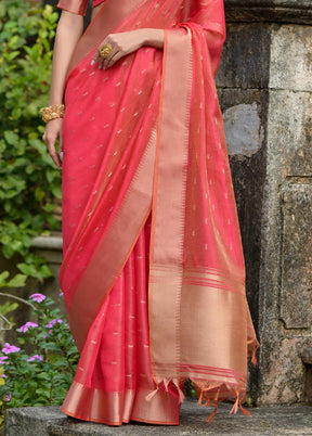 Pink Spun Silk Saree With Blouse Piece