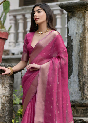 Pink Spun Silk Saree With Blouse Piece