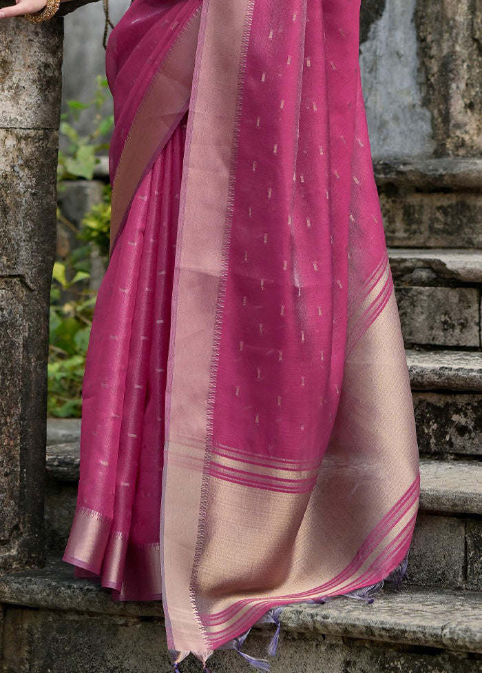 Pink Spun Silk Saree With Blouse Piece