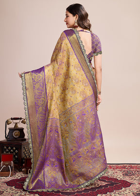 Brown Spun Silk Saree With Blouse Piece