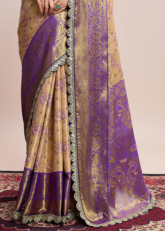 Brown Spun Silk Saree With Blouse Piece