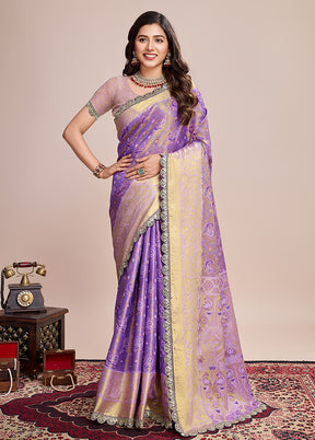 Lavender Spun Silk Saree With Blouse Piece