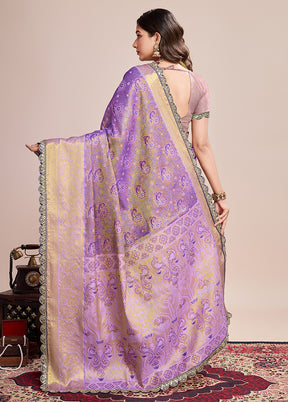 Lavender Spun Silk Saree With Blouse Piece