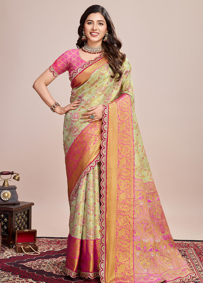 Beige Spun Silk Saree With Blouse Piece