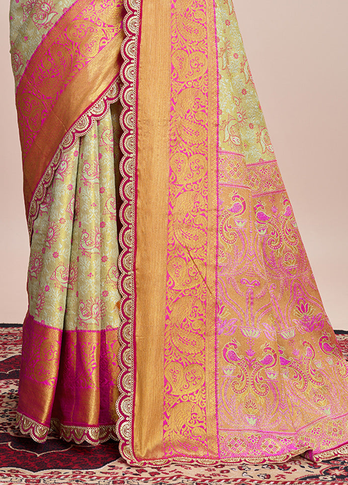 Beige Spun Silk Saree With Blouse Piece