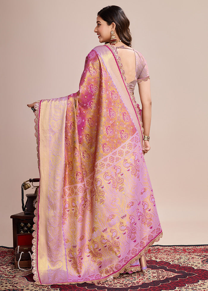 Purple Spun Silk Saree With Blouse Piece