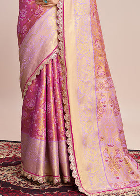 Purple Spun Silk Saree With Blouse Piece