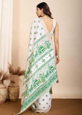 Off White Cotton Saree With Blouse Piece