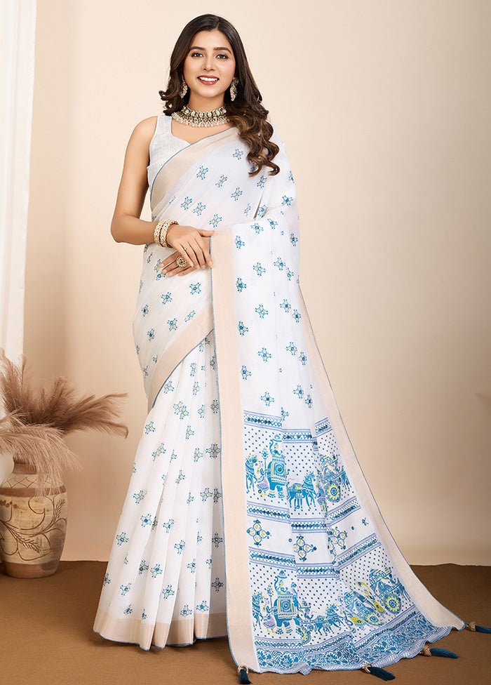 Off White Cotton Saree With Blouse Piece