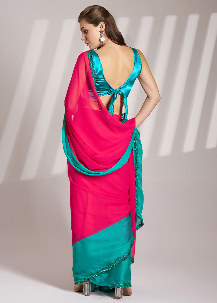 Pink Chiffon Silk Saree With Blouse Piece