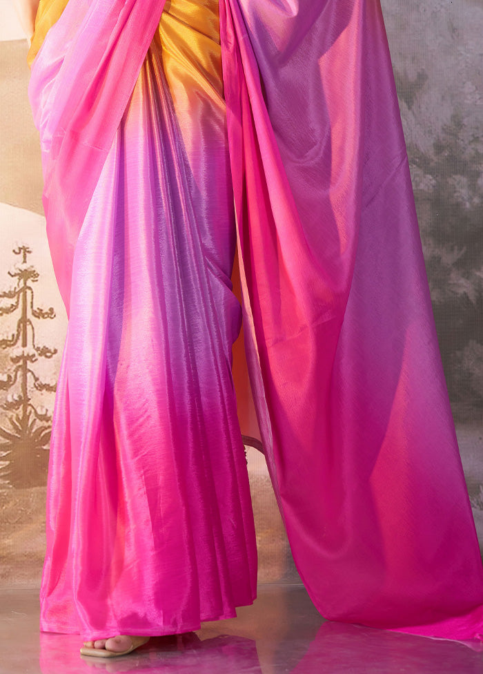 Multicolor Chiffon Silk Saree With Blouse Piece