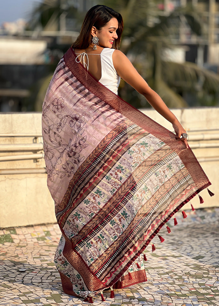 Maroon Chanderi Silk Saree With Blouse Piece