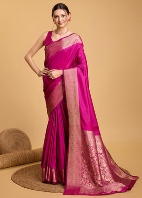 Pink Spun Silk Saree With Blouse Piece