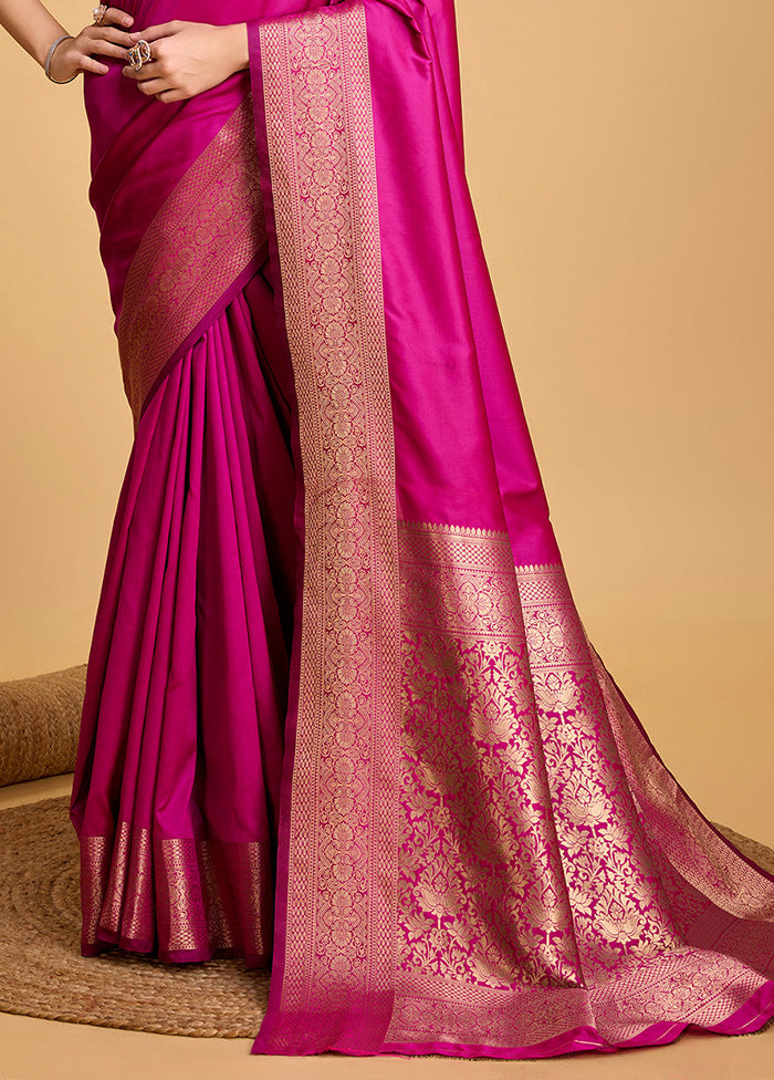 Pink Spun Silk Saree With Blouse Piece