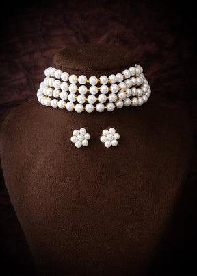 White Pearl Kundan Stone Work Necklace