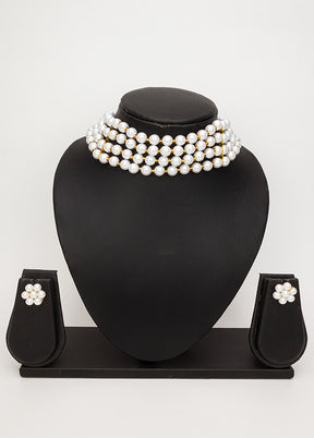 White Pearl Kundan Stone Work Necklace