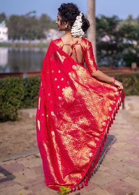 Pink Spun Silk Saree With Blouse Piece