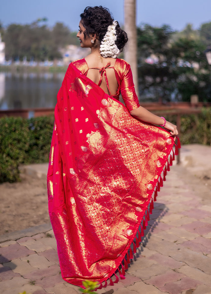 Pink Spun Silk Saree With Blouse Piece