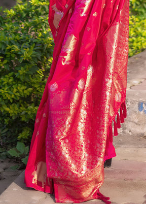 Pink Spun Silk Saree With Blouse Piece