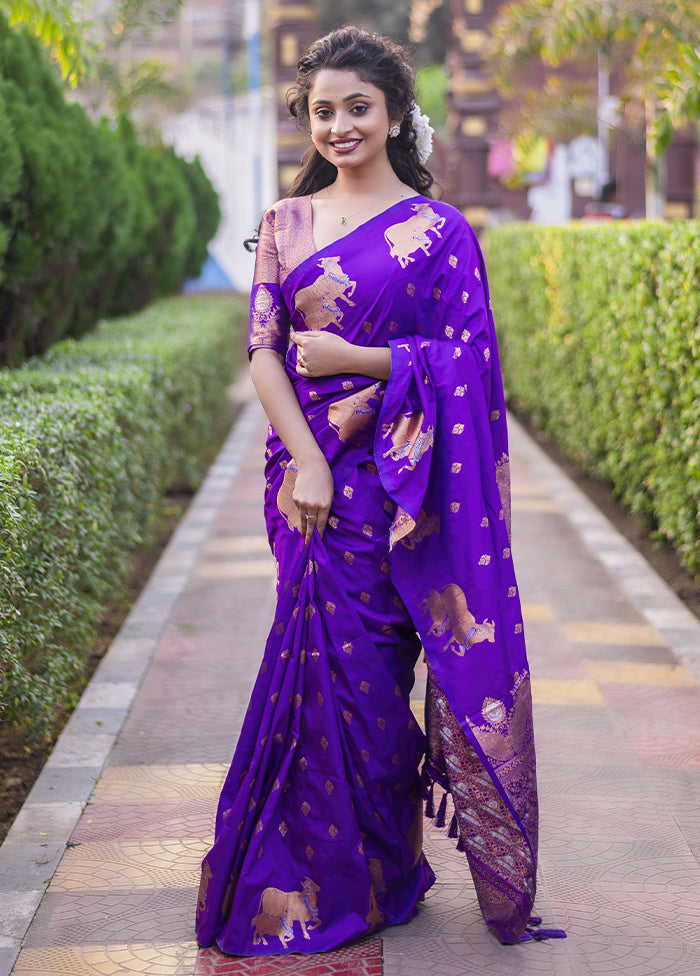 Lavender Spun Silk Saree With Blouse Piece