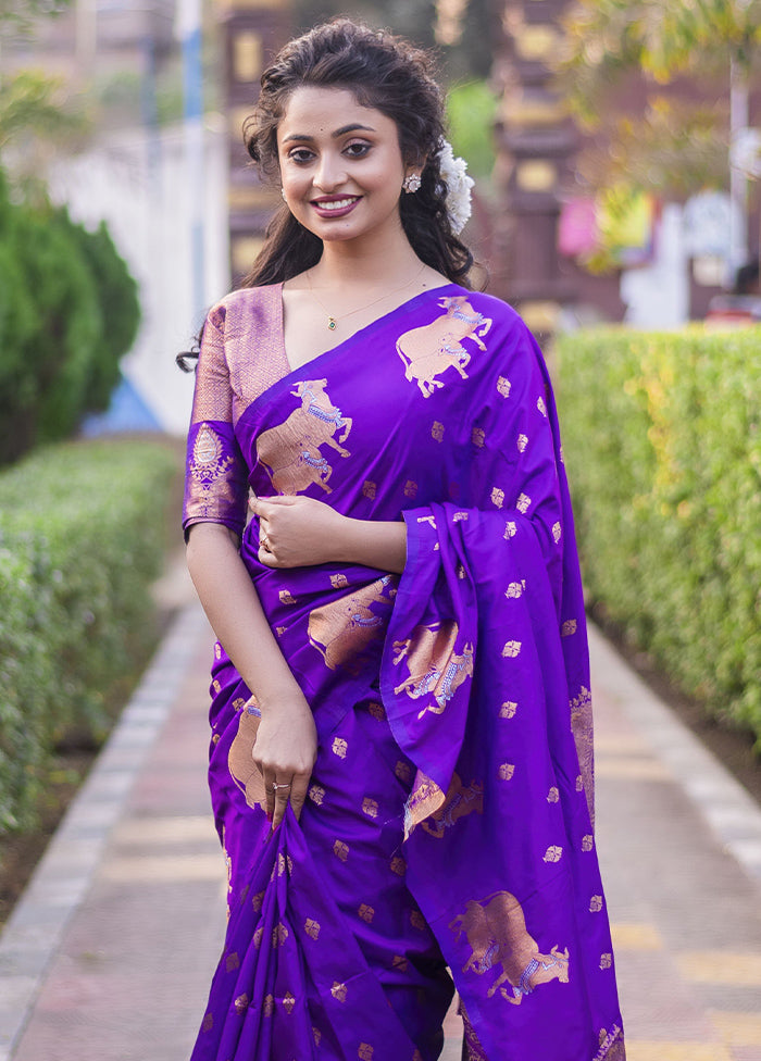 Lavender Spun Silk Saree With Blouse Piece