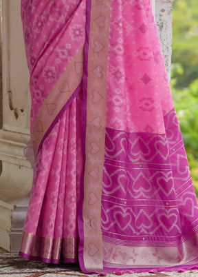 Pink Spun Silk Saree With Blouse Piece