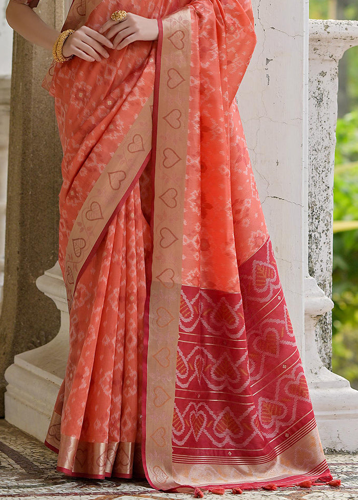 Rust Spun Silk Saree With Blouse Piece