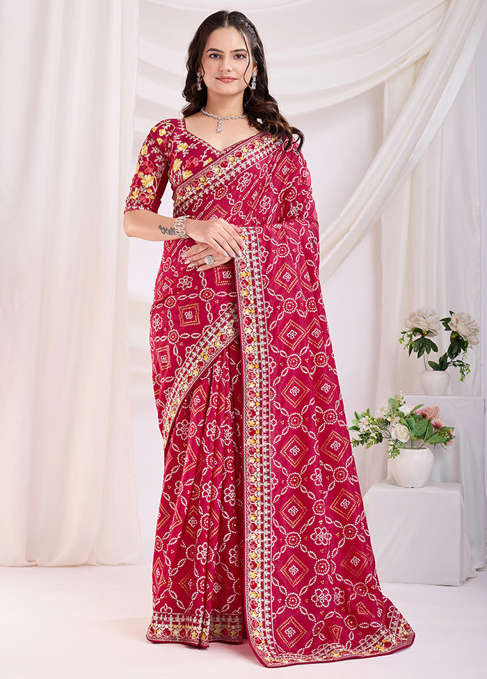 Red Spun Silk Saree With Blouse Piece