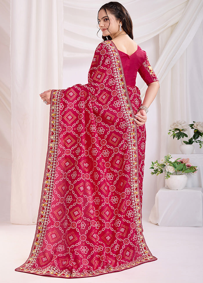 Red Spun Silk Saree With Blouse Piece