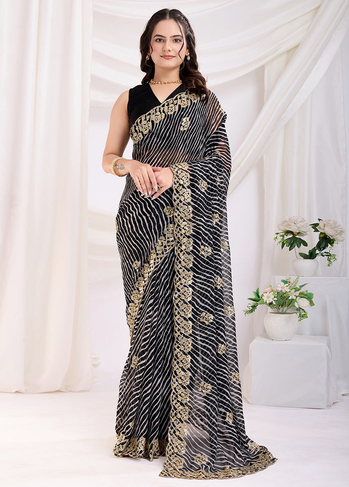 Black Georgette Saree With Blouse Piece