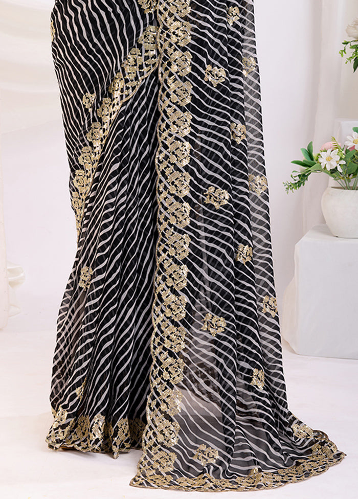 Black Georgette Saree With Blouse Piece