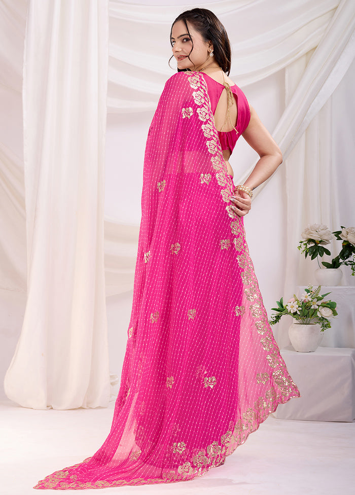 Pink Georgette Saree With Blouse Piece