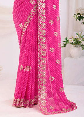 Pink Georgette Saree With Blouse Piece