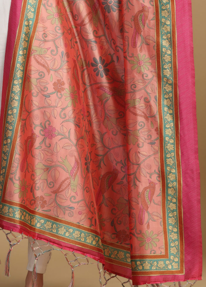 Pink Banarasi Silk Dupatta