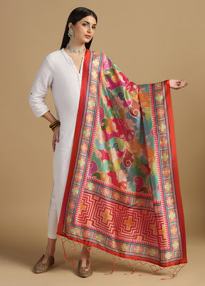 Red Banarasi Silk Dupatta