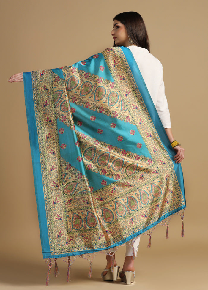 Sky Blue Banarasi Silk Dupatta