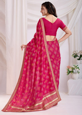 Pink Spun Silk Saree With Blouse Piece