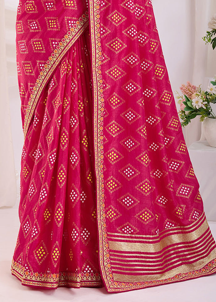 Pink Spun Silk Saree With Blouse Piece