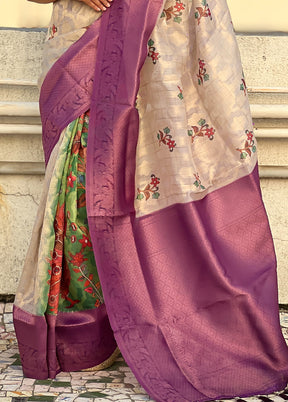 Purple Cotton Saree With Blouse Piece