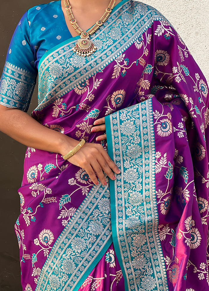 Voilet Spun Silk Saree With Blouse Piece