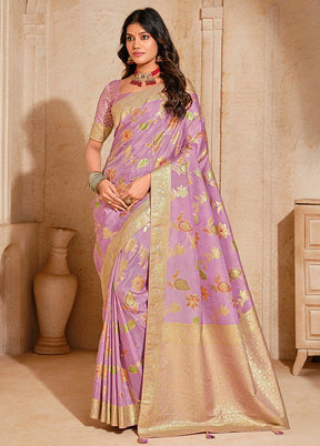 Mauve Spun Silk Saree With Blouse Piece