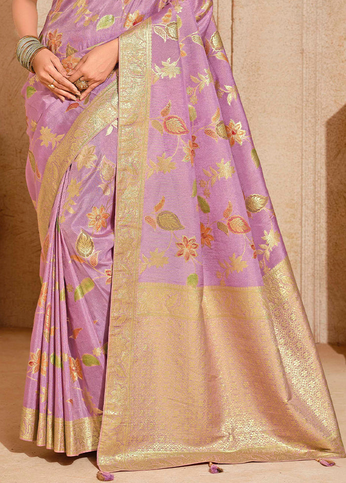 Mauve Spun Silk Saree With Blouse Piece